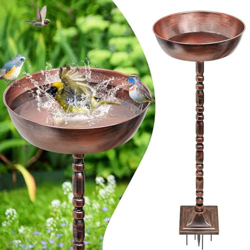 YALINKA Baignoire autoportante de 90 cm pour extérieur, bain d'oiseaux vintage pour jardin, terrasse, cour, pelouse (bronze)