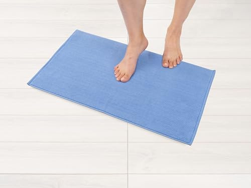 Hammetex Halkfri badmatta, 43 x 61 cm, 100% bomull, 1 200 GSM, tvättbar, absorberande, snabbtorkande, Oeko-TEX-certifierad, ljusblå
