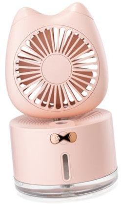 TOGEVAL Mini Fan Humidifying and Light Usb Cat Fan Portable for Home Office School