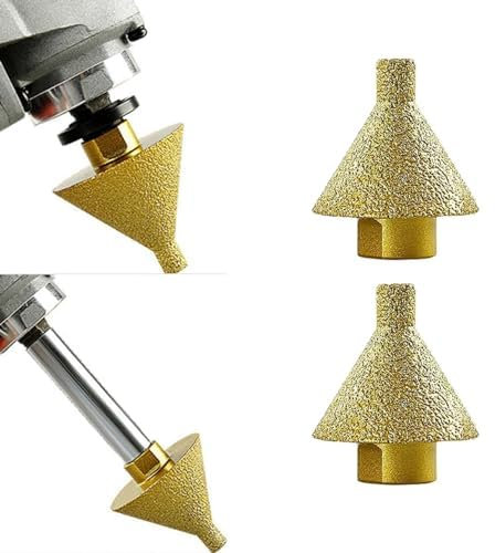 Diamond Bevel Chamfer Drill Bit, 38/50mm Diamond Chamfer Drill for M10 Thread Adapter, Brazed Chamfer Tool, Round Bevel Milling Cutter, Suitable for Hand Drill and Angle Grinder