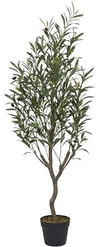 HOME DECO FACTORY - HD0454 Plante Artificielle Olivier - Conçue pour Décoration Intérieure - Hauteur 120 cm - Style Moderne ou Rustique - Couleur Vert