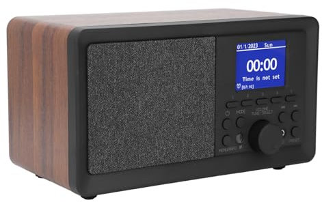 Radio FM Rétro Vintage en Bois, Radio Dab+ FM, Radio Numérique Rétro en Bois avec écran Couleur, Télécommande, Lecteur MP3, Radio Vintage Portable pour la Maison (EU)