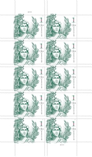United States Postal Service $1 Statue of Freedom (Sheet of 10) Definitive Emerald Green US Postage Stamps