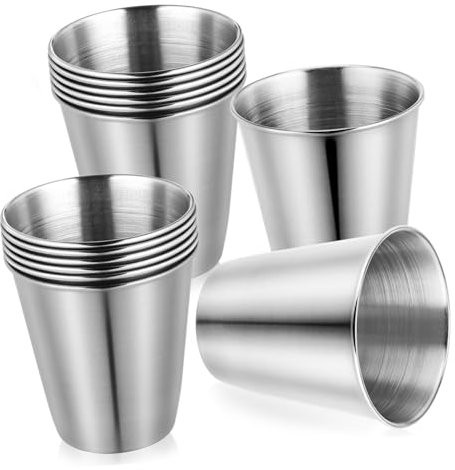 JEWEDECO 12stücke Edelstahl Schnapsbecher Tragbar Bruchfest Rostfrei Für Spirituosen Wein Kaffee Tee Milch Für Feiern Bars Restaurants Zuhause