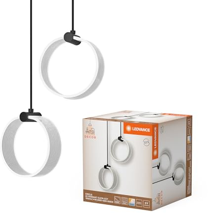 LEDVANCE Decor Circle dekorative Pendelleuchte, 2-flammig, PL, 14W, 930lm, 3000K/4200K/6500K, warmweiß/kaltweiß/Tageslicht, Click-CCT, nicht dimmbar, IP20, Kunststoff, schwarz, LED nicht austauschbar