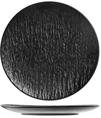 Dxcaicc Dinner Plate Black Ceramic Rock Stone Unique Pattern Flat Dish Plates High-End Tableware Simple Shape Bring Elegant Dining Experience Dishes,Shallow Plate,10inches
