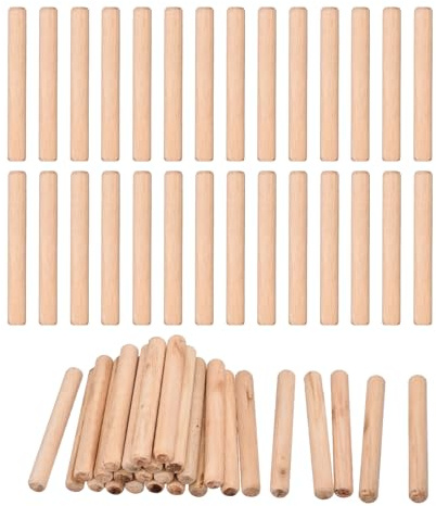 sourcing map Holzdübelstifte, 12 x 100 mm, geriffelte, abgeschrägte Enden, Holzdübel, getrocknetes Hartholz für Holzbearbeitung, Möbel, Regal, 90 Stück