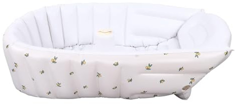 Kleinkind Bad faltbare, Niedliches exquisites Muster, Säugling Rückenstütze Sofa Mit Tablett, Aufblasbare Baby Badewanne Neugeborenen Bad für Jungen und Mädchen, 90×55×30cm (Olivenblatt,90×55×30cm)