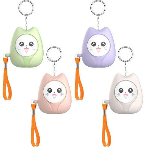 Sporgo Persönlicher Alarm: 4 Stück 140dB Taschenalarm Frauen, Taschenalarm Sirene Selbstverteidigung mit LED-Licht und Schlüsselanhänger, Persönlicher Sicherheitsalarm für Frauen Kinder