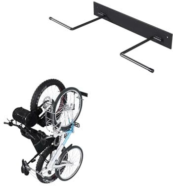 QLS Soporte de pared para 2 bicicletas, acero, hasta 44 kg, montaje en pared, color negro