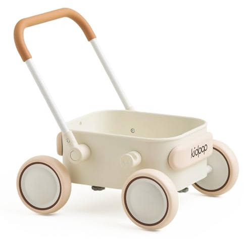 Kidpop PULA Push & Pull Walker Wagon，Baby Walker with Wheels,Toddler balance Wagon for First Learner Baby Boys/Girls Toys,7 months–3 years Year Old Birthday Gifts(White)