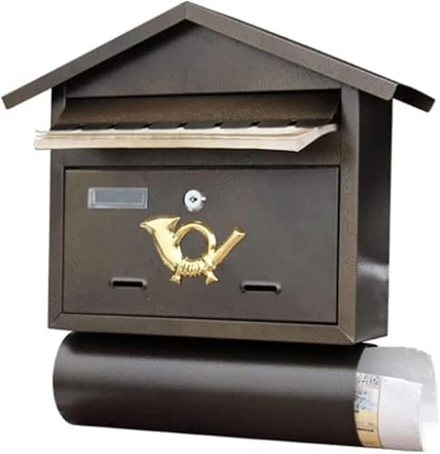 NSTVVEE Cassetta Postale sicura, urna per Il Voto, Cassetta delle donazioni, Cassetta Postale a Parete con Porta giornali, Cassetta Postale Marrone