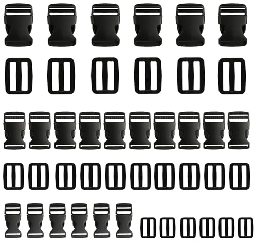 22pcs Plastic Side Release Buckles,Heavy Duty Plastic Snap Buckle Clips,Tri-Glide Quick Release Buckle Clips,20/25/38mm Backpack Replacement Buckles for Bags Rucksack Webbing Backpack Straps Luggage