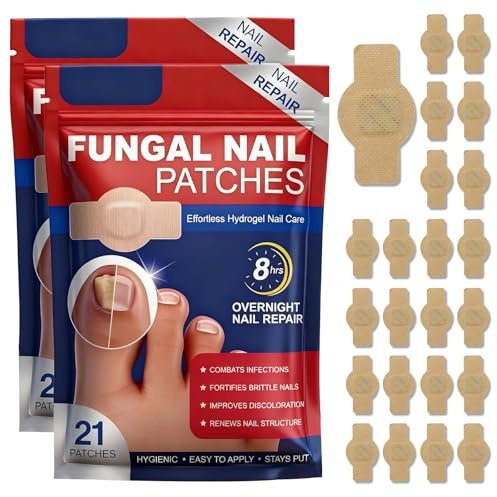 Scettar 42 Pièces Fungal Nail Patches,Patches D'Ongles Fongiques,Mycose Ongles des Pieds,Multi-Purpose Toenail Repair Pads pour Réparer les Ongles Endommagés