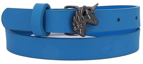 EANAGO Zauberhafter Kinder Gürtel mit schwarzer Einhornschnalle | schmaler Kunststoff-Gürtel | ideal für Mädchen im Kindergarten & Grundschule