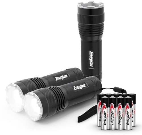 Energizer Lot de 3 lampes de poche tactiques, 300 lumens, résistantes à l'eau IPX4, lampes de poche LED en métal durable, superbes lampes de poche d'extérieur, piles incluses