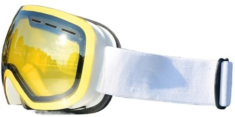 RUHTEUO Ski Goggles Men Women Double Layers Anti-Fog Big Ski Mask Glasses Protection Skiing Winter Snow Snowboard Goggles Ideal Cycling, Snowboard, Glacier, Winter Snow(White Yellow)