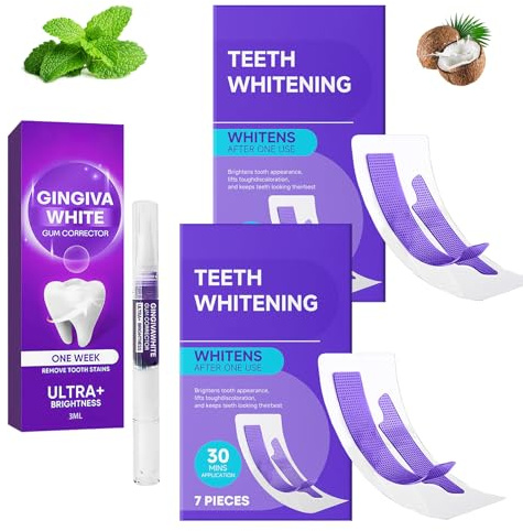 28 Piezas Tiras Blanqueadoras Dientes Morado (Para 14 Aplicaciones), Purple Whitening Strips, 1 Pieza Gel Blanqueador De Dientes, Suaves Elimina Decoloración, Blanqueamiento Rápido