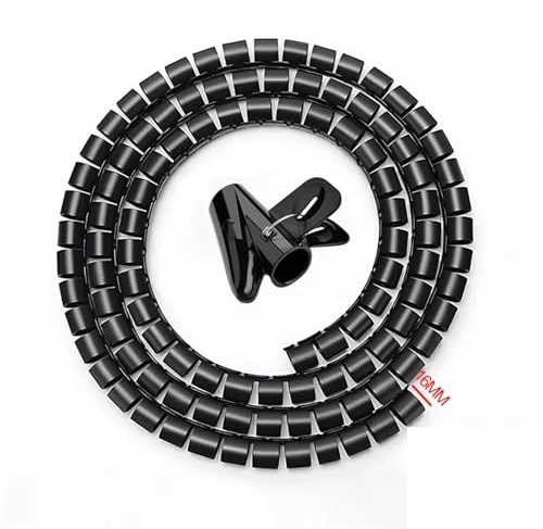 Tubo avvolgicavo a spirale, Avvolgicavo flessibile a spirale Guaina espandibile ritardante, multicolore, 2 m(Black 16mm)