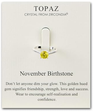 Philip Jones November (Topaz) Adjustable Birthstone Ring Created with Zircondia® Crystals