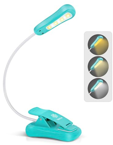 Vekkia Rechargeable Book Light for Reading in Bed, 3 Color x 3 Brightness, Lightweight Reading Light, Up to 70 Hours Lighting, Great for Readers, Travel (Blue)
