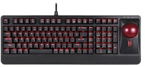 Perixx PERIBOARD-322 Tastiera Meccanica con Trackball Retroilluminata RGB - Trackball da 55 mm, Rotella Inclinabile, 2 Hub USB, Layout US Nero