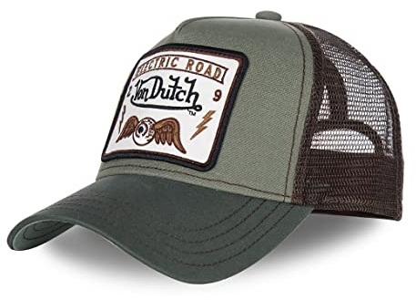 Von Dutch Justerbar keps för män och kvinnor, lastbilsmössa, atletisk, avslappnad passform och alla årstider, Färg: grön, One size