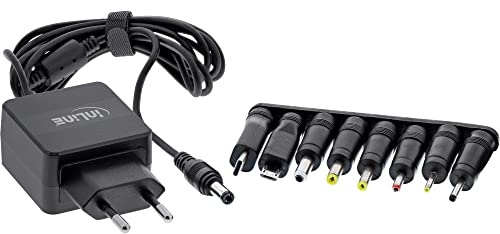 InLine 26608N Universal Steckernetzteil, 5V / 15W, mit 8 Wechselstecker, Micro-USB, USB-C