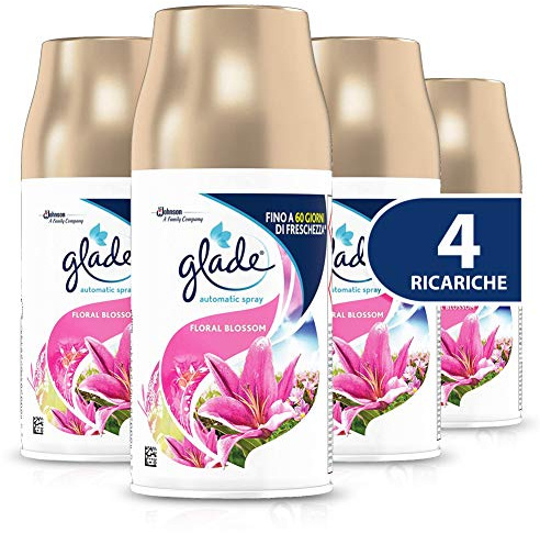 Glade Automatic Spray Recharge, Parfum d'ambiance Parfum Floral Blossom, 4 Recharges de 269 ml
