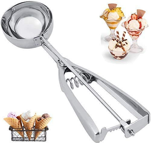 Wifehelper Glasskopa, rostfritt stål glasskopa professionell halkfritt handtag kakskopa glass skopa avtryckare cupcake skopa (6 cm)