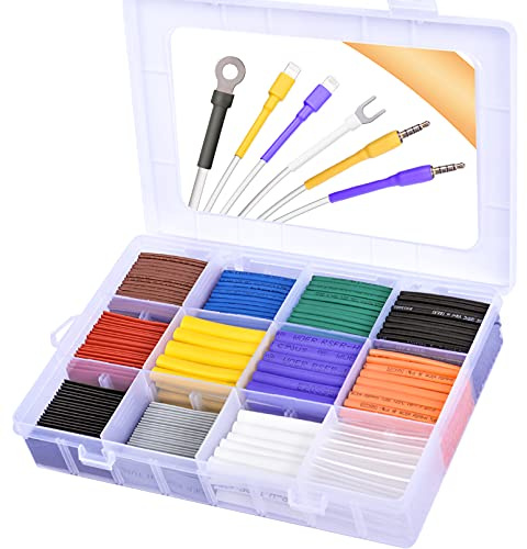 Pointool kit de tubo termoretractil, relación 2:1, 12 tamaños, surtido de tubos termorretráctiles para reparaciones de cables, soldadura, cableado automotriz, múltiples colores, 650 piezas