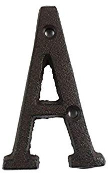 W-L Hausnummernschild Von A bis Z, 0 bis 9 Metall Buchstaben & Zahlen Gusseisen Dekoration Haus Zeichen Türschild DIY-Kaffee-Wand 8cm Schmiedeeisen Buchstabezeichen Einfache Installation (Color : A)