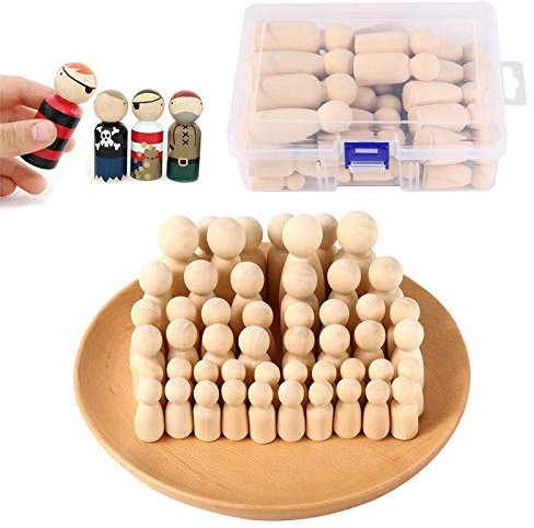 ZAWTR 50 Stück Holzfiguren zum Bemalen, Spielfiguren Holz Familie Figuren Puppen zum Anmalen Basteln, Klein DIY Mann Frau Junge Mädchen Kinder für Weihnachten Hochzeit Geburtstag Deko (4 Größen)