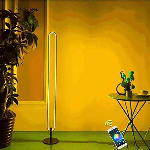 LED RGB Stehleuchte Eckleuchten Smart Stehlampe APP Fernbedienung Touch Bedienung, Farbtemperaturen und Helligkeit Stufenlos Dimmbar Standleuchte, 24W Standleuchten für Wohnzimmer Schlafzimmer,Schwarz
