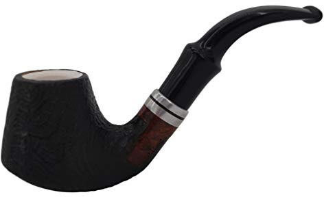 GERMANUS Pfeife - Made in Italy - Pfeife Bent mit Meerschaum Einsatz und Pfeifenbeutel, 9mm Filter, Nr. 14, Sand
