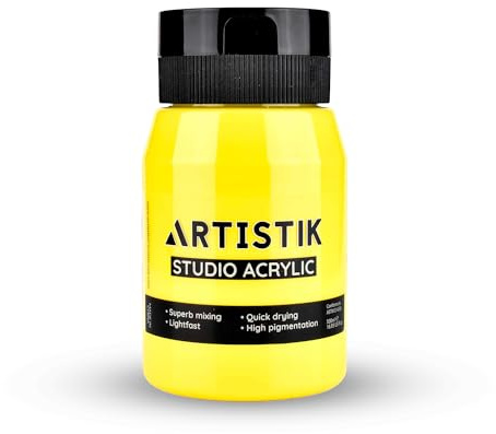 ARTISTIK Studio Acrylic Paint 500mL Lemon Yellow High-Pigment Matte Finish | Bold Single-Coat Coverage, Smooth Blendable Acrylic Paint, Fade-Resistant Vibrant Color for Canvas, Wood, Glass & Metal Art
