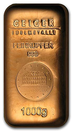 1 kg 999,9 Ren koppar gjuten bullion bar