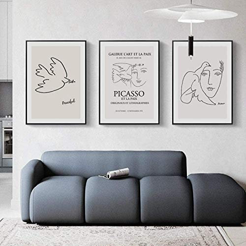 Abstrakte Poster und Kunstdrucke Picasso Friedenstaube Leinwand Bild Wand Bilder Minimalismus Wandbilder Für Wohnzimmer Moderne Wohnkultur Rahmenlos-30×40cm×3pcs