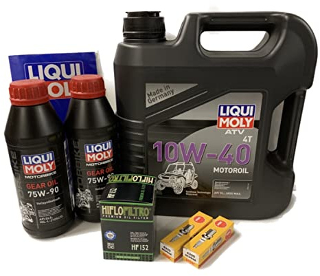 Großes Wartungsset 4 Liter 10W-40 + Ölfilter HF152 + Zündkerzen + Getriebeöl für CFMoto Cforce 850 1000