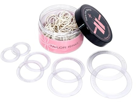 Tailor Ring - Unsichtbares Mode-Accessoire, das verwendet wird, um die Kleidung vorübergehend zu verändern, für eine individuelle Passform, 8 Ringe - 4 Größen., Transparent, Einheitsgröße