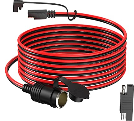 ELFCULB SAE auf Zigarettenanzünder Buchse 14AWG 3m für Auto-Kühlschrank | 12V Zigarettenanzünder Buchse auf SAE Verlängerungskabel mit wasserdichter Abdeckung für RV, Camping & Auto Emergency