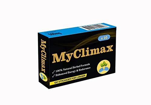 MyClimax - Herbal Energy Supplement for Men, Ginseng, Maximum Energy & Stamina: 500mg - 10 Effective and Powerful Blue Capsules.