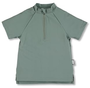 Sterntaler Badeshirt Kurzarm Uni - UV-Schutz 50+ Schwimmshirt mit Stehkragen - Unisex UV Shirt mit Frontreißverschluss und Kinnschutz - Baby Badebekleidung
