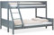 Homestyle4u Etagenbett 2 Kinder 140x200 und 90x200 Kinderbett Hochbett mit Lattenrost Jugendbett Kiefer Holz Grau | Artikel 2525