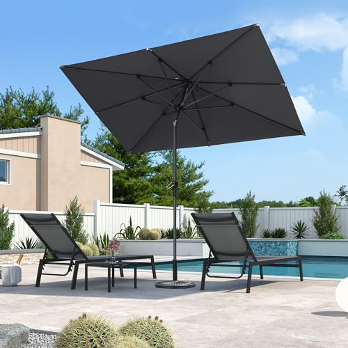 PURPLE LEAF Parasol Balcon 180 x 270 cm Rectangulaire Gris clair UPF 50+ | 8 Baleines robustes, Mât en aluminium, Ouverture et fermeture faciles, Anti-décoloration, Polyester 200 g/m², Durable, Jardin