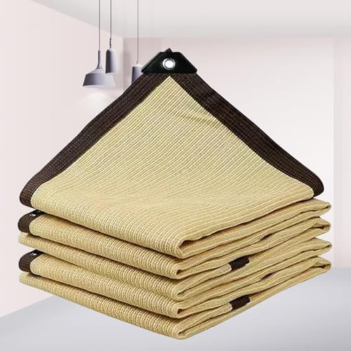 Tenda da Sole Per Esterno, 5x5 M Vela Ombreggiante Rettangolare Telo Ombra Tessuto Ombreggiante Traforato 90% Protezione UV Antistrappo Telo Parasole All'Aperto Giardino Patio,beige-3x4m