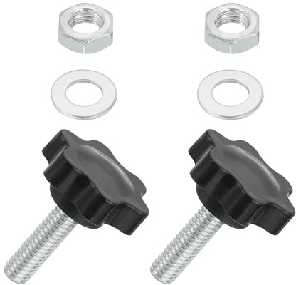 QUARKZMAN 2 Stück M6 x 20mm Sterngriffschraube, Kunststoff Sternkopfschraube Klemmknopf Griff Rändelschraube mit Unterlegscheibe und Mutter für den Ersatz von Schirmständern und Maschinen
