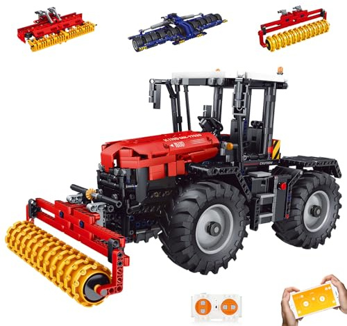 Mould King 17020 Technik Ferngesteuert 4 in 1 Traktor Klemmbausteine Harvester Bauklötze Traktor Bausteine Modell mit APP Geschenke für Erwachsener (1339 Teile)