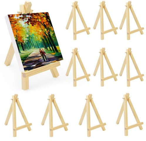 QINERSAW 10 Stück Mini Staffelei Holz Fotohalter Kartenhalter Memohalter Platzkartenhalter Tischkartenhalter Sitzkartenhalter kleine Staffelei Tischdeko für Hochzeit Geburtstag Taufe Party