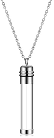 JSDDE Urne Kette für Asche Memorial Anhänger Halskette Urne Flasche Locket Kapsel Anhänger mit Gedank Asche Haare Blume Anhänger mit 24 Zoll Kette